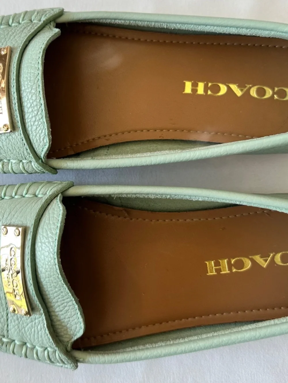 Coach Frederick Leather Driving Loafers Mint Pistachio Green Women's 6.5 M
